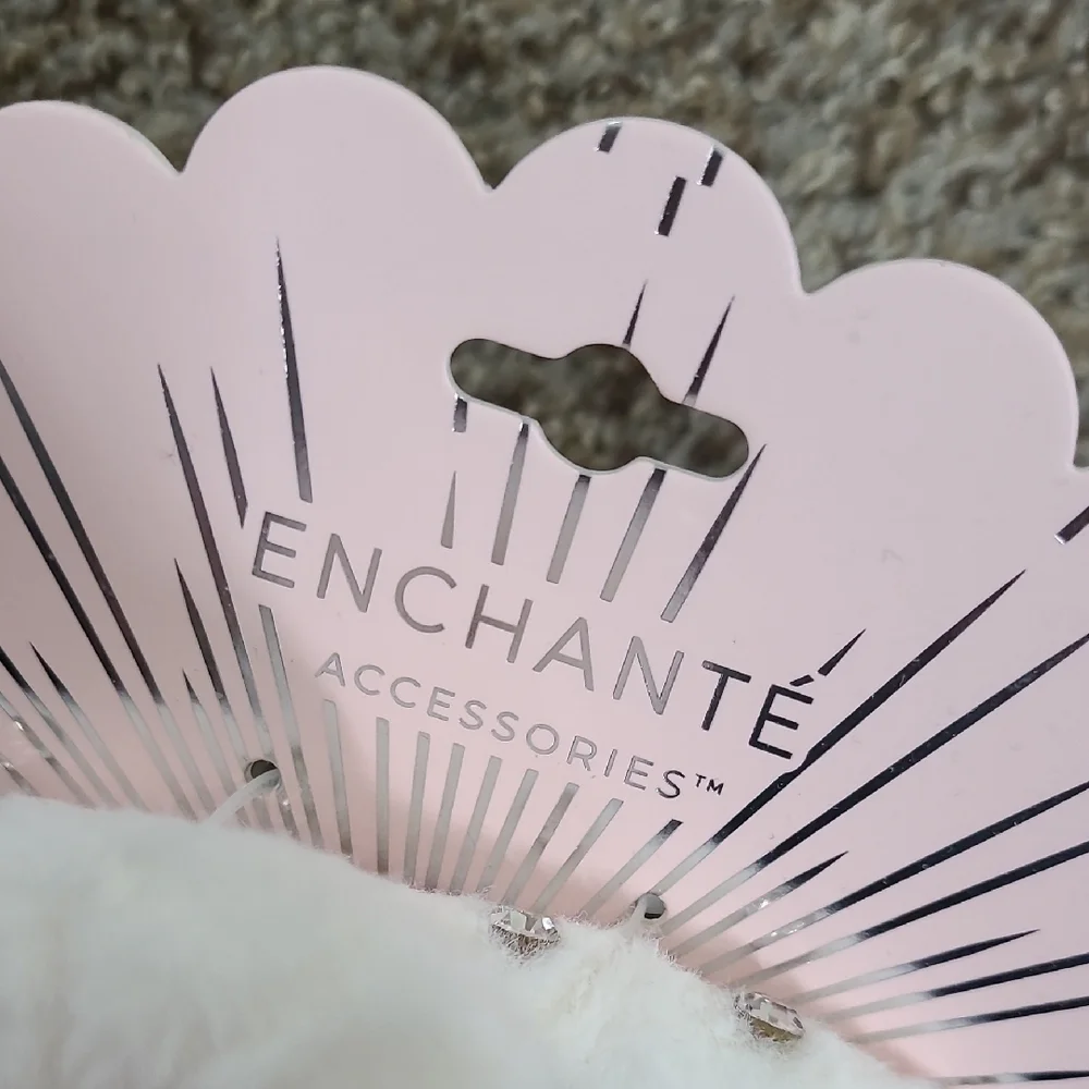 Enchante Faux Fur Hair Clips with Rhinestones